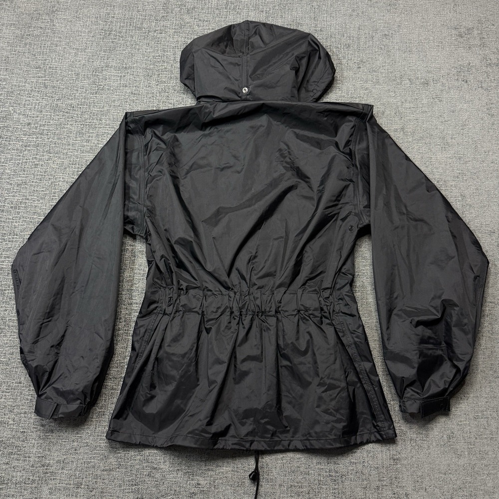 Harley Davidson Rain Jacket Womens Small Black Wind Resistant Hood Pockets Logo - Picture 9 of 13